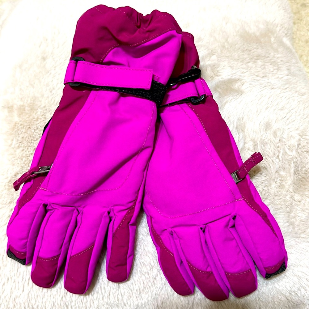 Kids gloves Warm Gloves Hot Pink Magenta Large with Zip Pockets Lands End